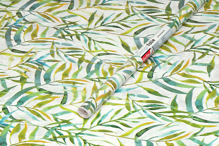 Film adhésif décoratif D-C-Fix Dekore Lorina PVC avec adhésif Feuillage Lisse Mat et satiné vert L. 200 x l. 45 cm