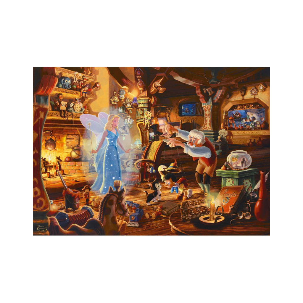 Puzzle Disney Kinkade - Gepetto, Pinocchio et la Fée - 1000 pièces