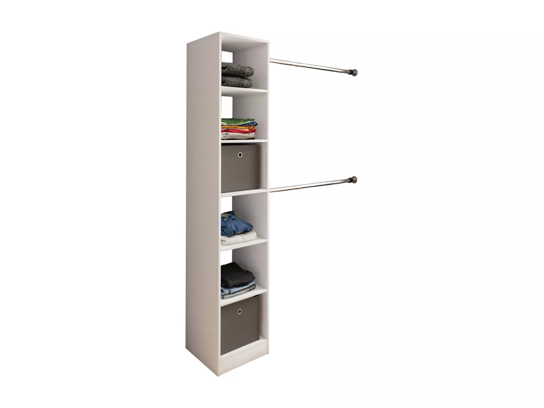 VCM bois Armoire ouverte dressing penderie penthouse étagère Dacho lll (blanc)