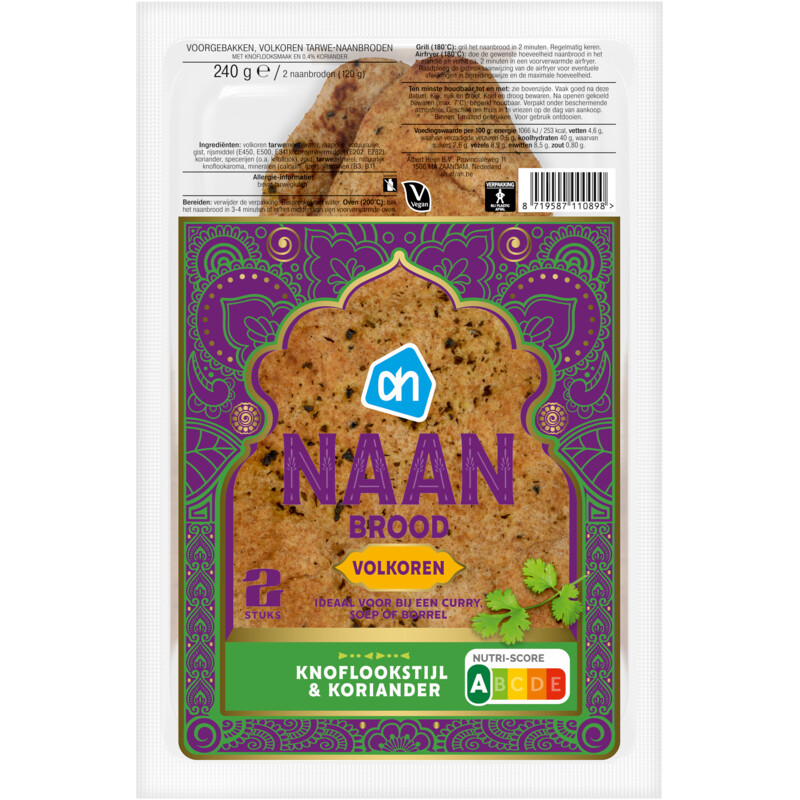 AH Naanbrood volkoren knofook & koriander