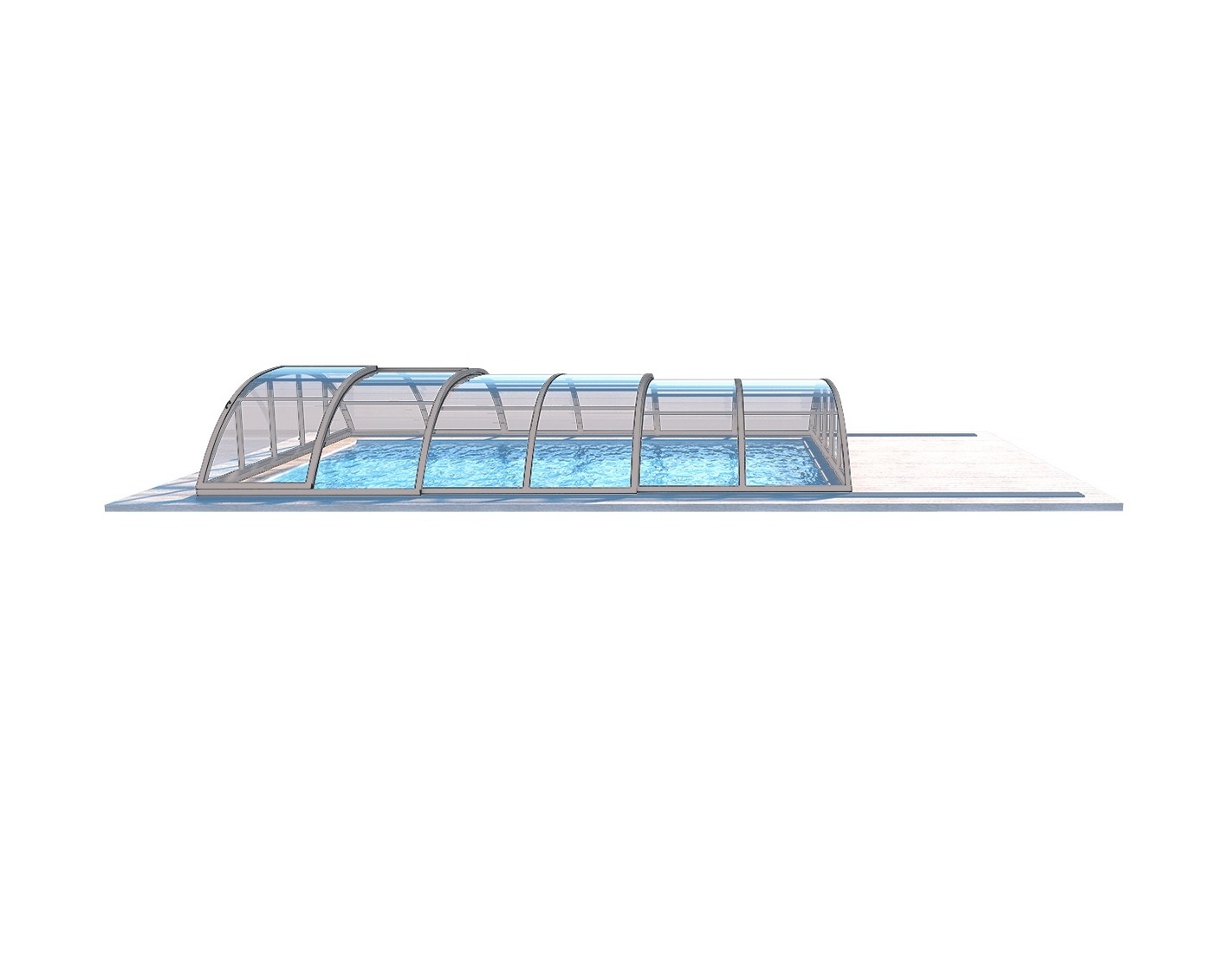 Abri de piscine horizon pour les modèles 6,20x4,10 m - bas88, bas788 - polycarbonate massif 3 mm - couleur ral7037 gris