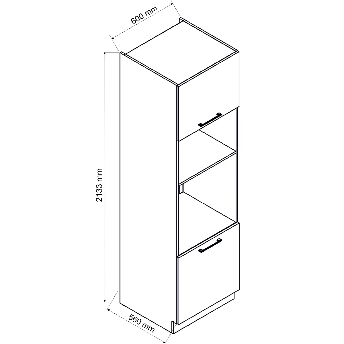 Pegane Meuble Bas Cuisine Blanc - 2 Portes 60x56x213 cm