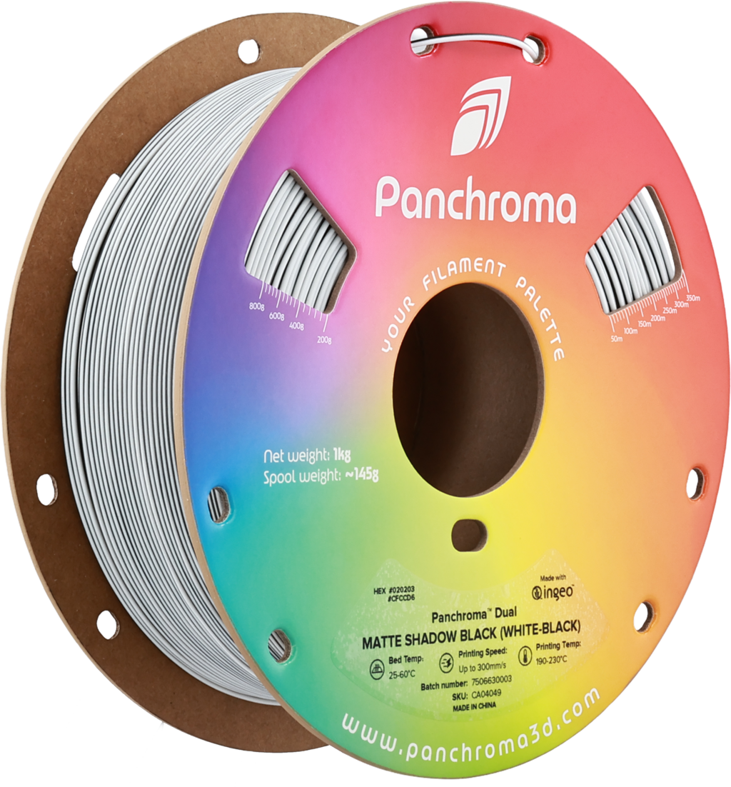 Polymaker  Panchroma™ PLA Dual Matte Shadow Black (White-Black), 1,75 mm / 1000 g    Zwei Farben, ein Meisterwerk in Shadow Black
