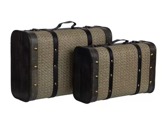 Valise en bois argenté 45x30x16/38