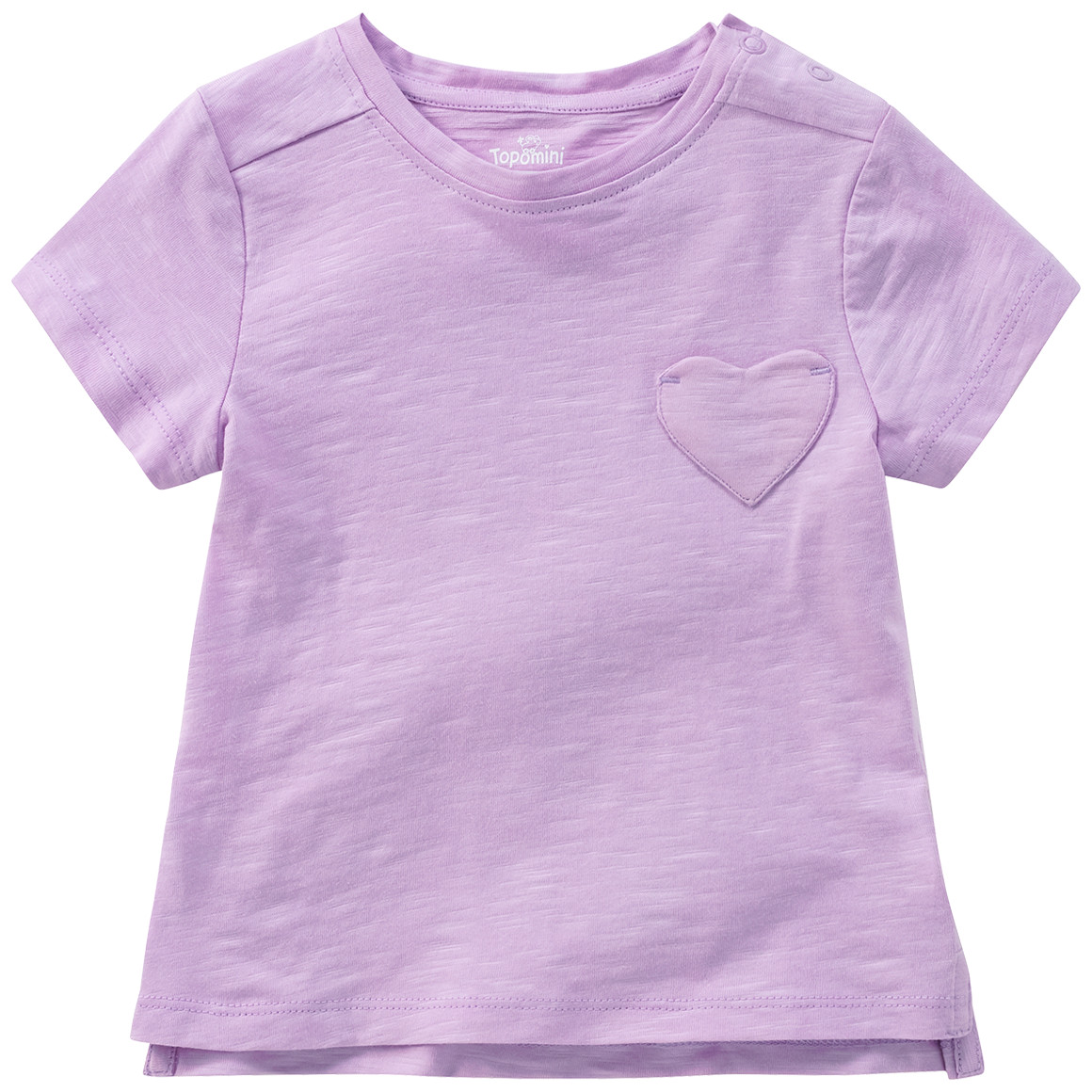 Topomini Baby T-Shirt mit Herz-Tasche helllila
