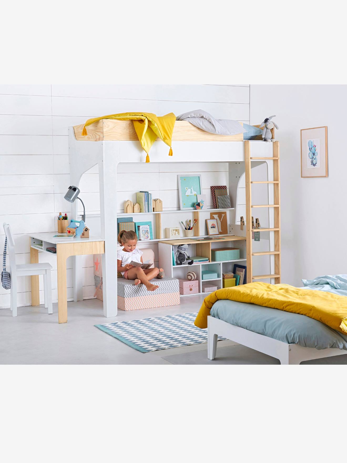 Mesa principal especial para cama combinada EASYSPACE, branca clara, lisa