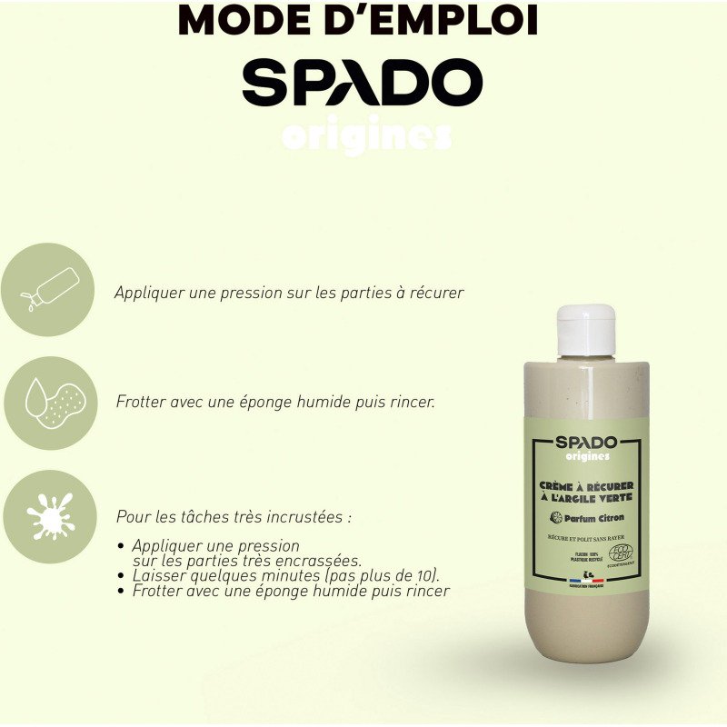 Crème à récurer à l'Argile verte Spado Origines - Flacon de 500 ml
