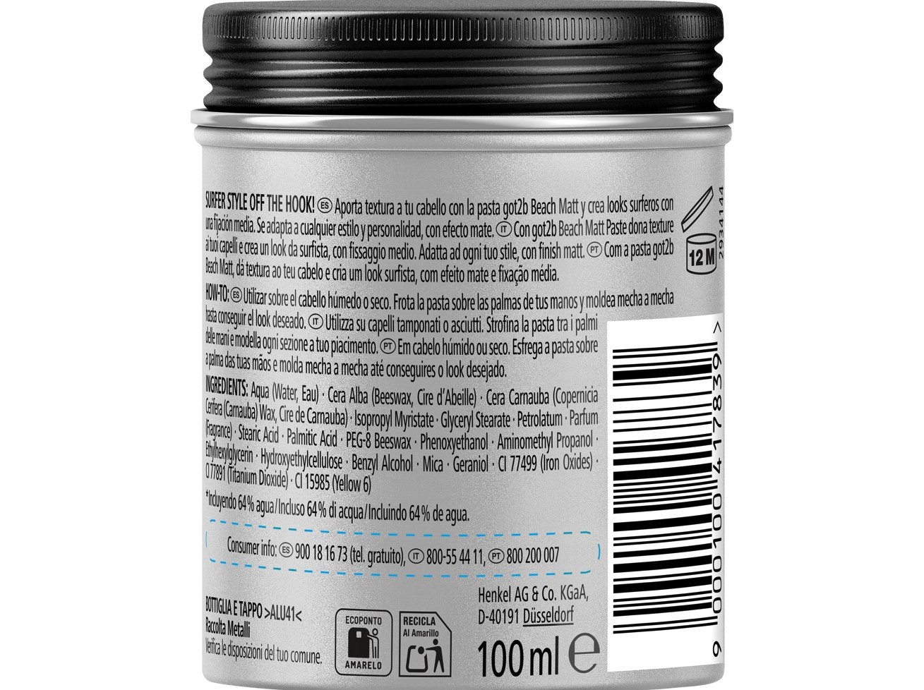 PASTA GOT2B BEACH MATT 100 ML