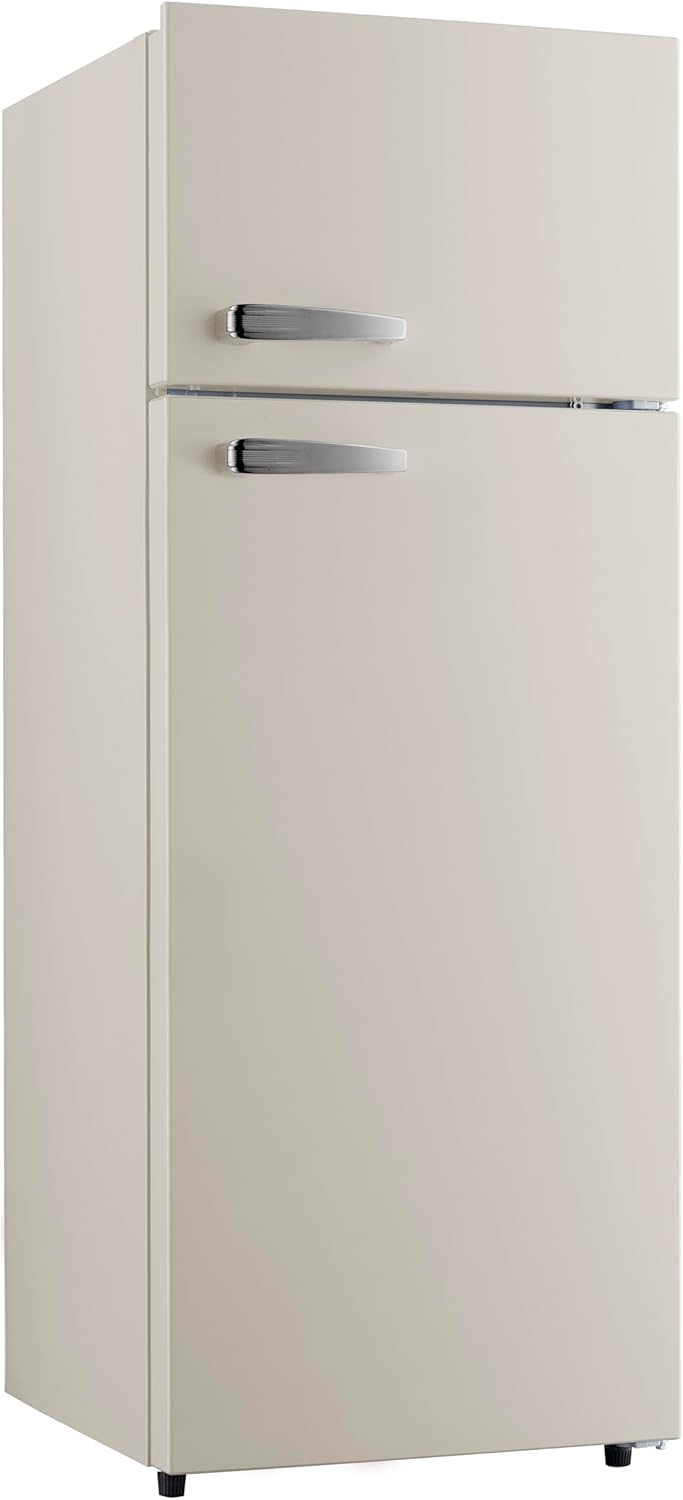 PKM GK210-2 CR Retro Kühl-Gefrierkombination | Creme | 208 L | 145 cm | 48 Liter 4 Sterne Gefrierfach | 41 dB | Freistehend