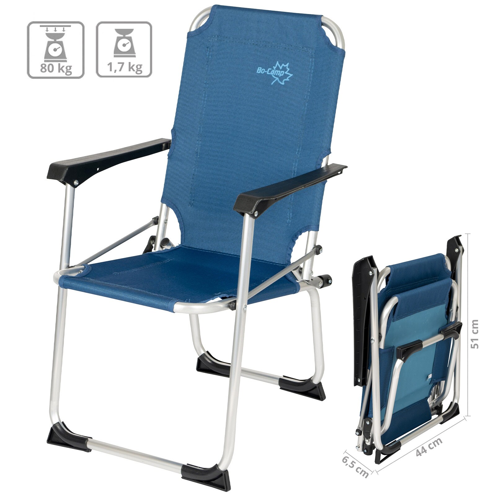 BO-CAMP Kinder Stuhl Copa Rio Camping Klappstuhl Strand Garten Angel Faltbar Alu Farbe: blau