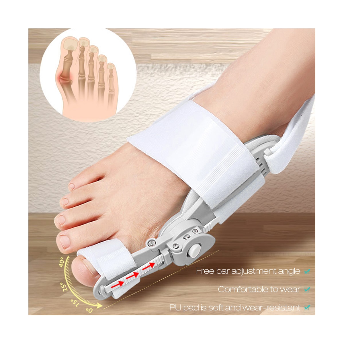 Tåskiller tåretter for hallux valgus Hvit