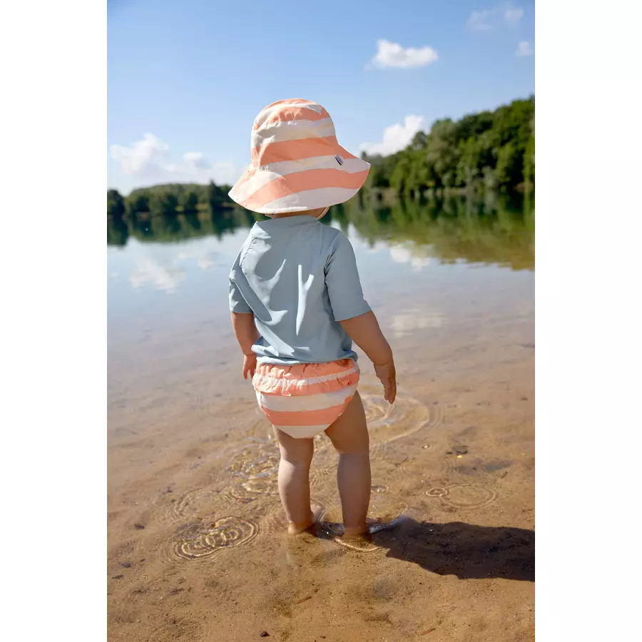 LÄSSIG UV-Sonnenhut Block Stripes weiß rosa orange