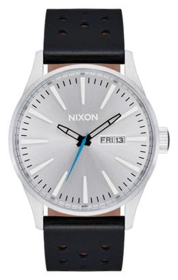 Montre NIXON Sentry Leather Chrome/Silver Sunray/Black