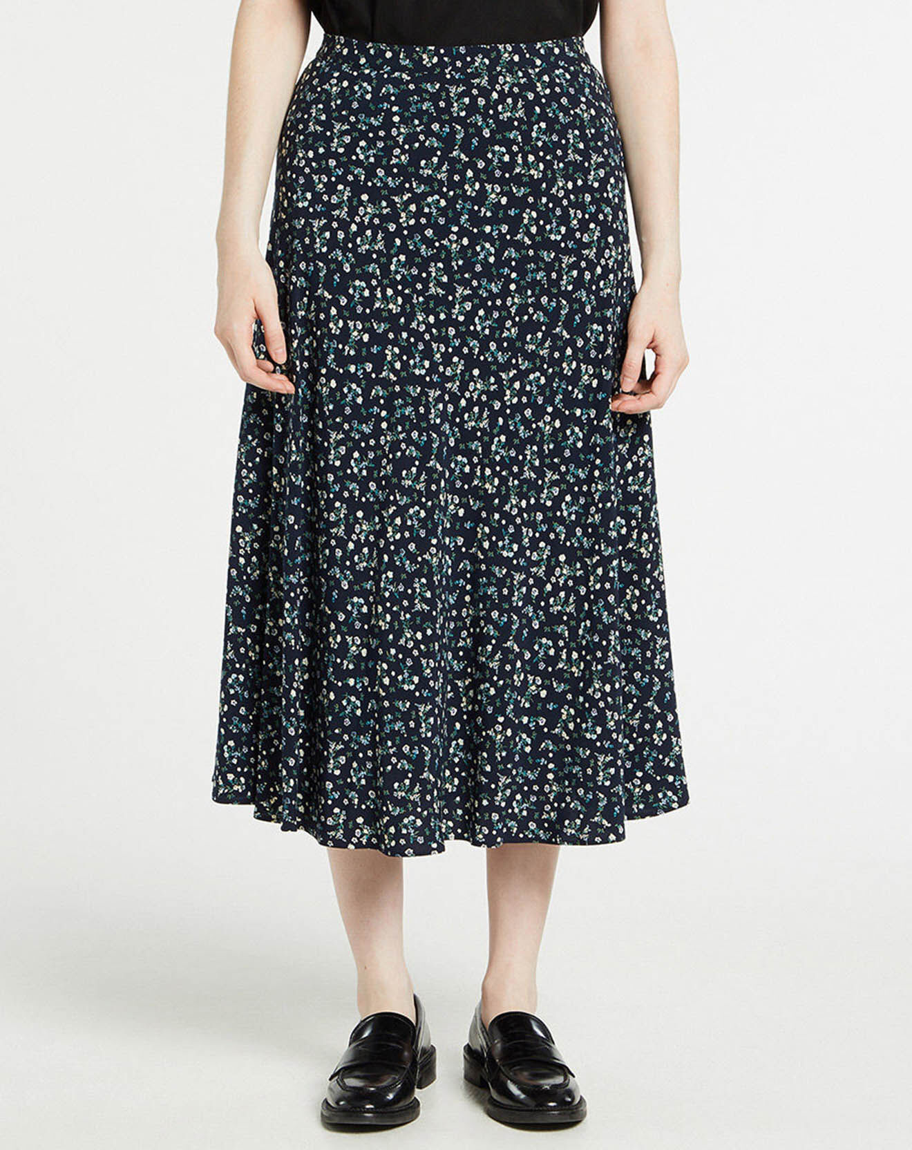 Tommy Hilfiger Jupe midi fluide à fleurs bleu marine