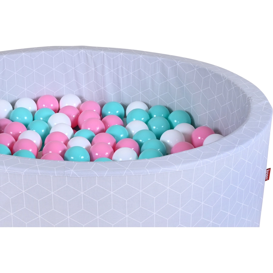 knorr toys® Bällebad soft - Geo cube grey - 300 balls rosecremelightblue grau