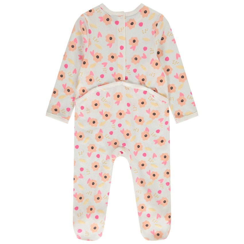 Dors-bien en jersey imprimé fleuri pour bébé fille - Ecru