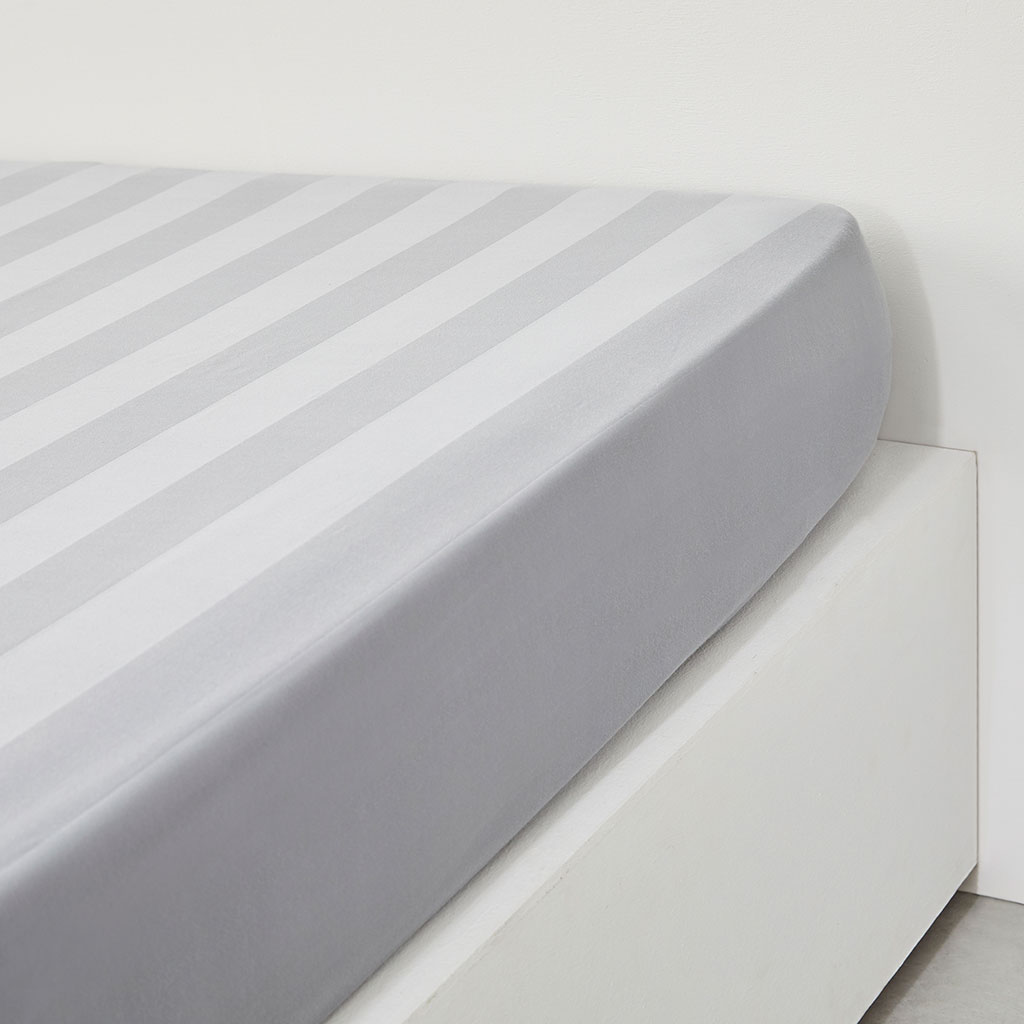 Drap housse satin de coton acier 140x190cm
