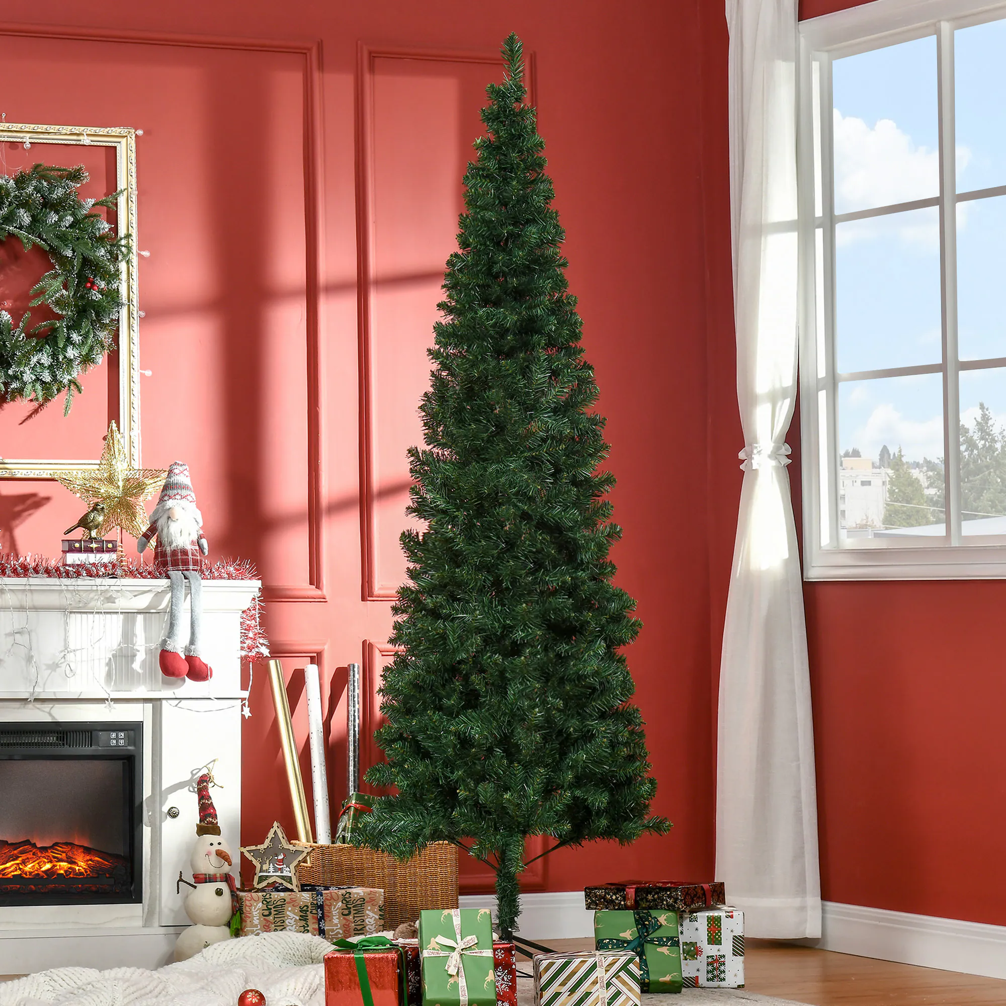HOMCOM Tannenbaum mit Metallständer grün 81 x 210 cm (ØxH)