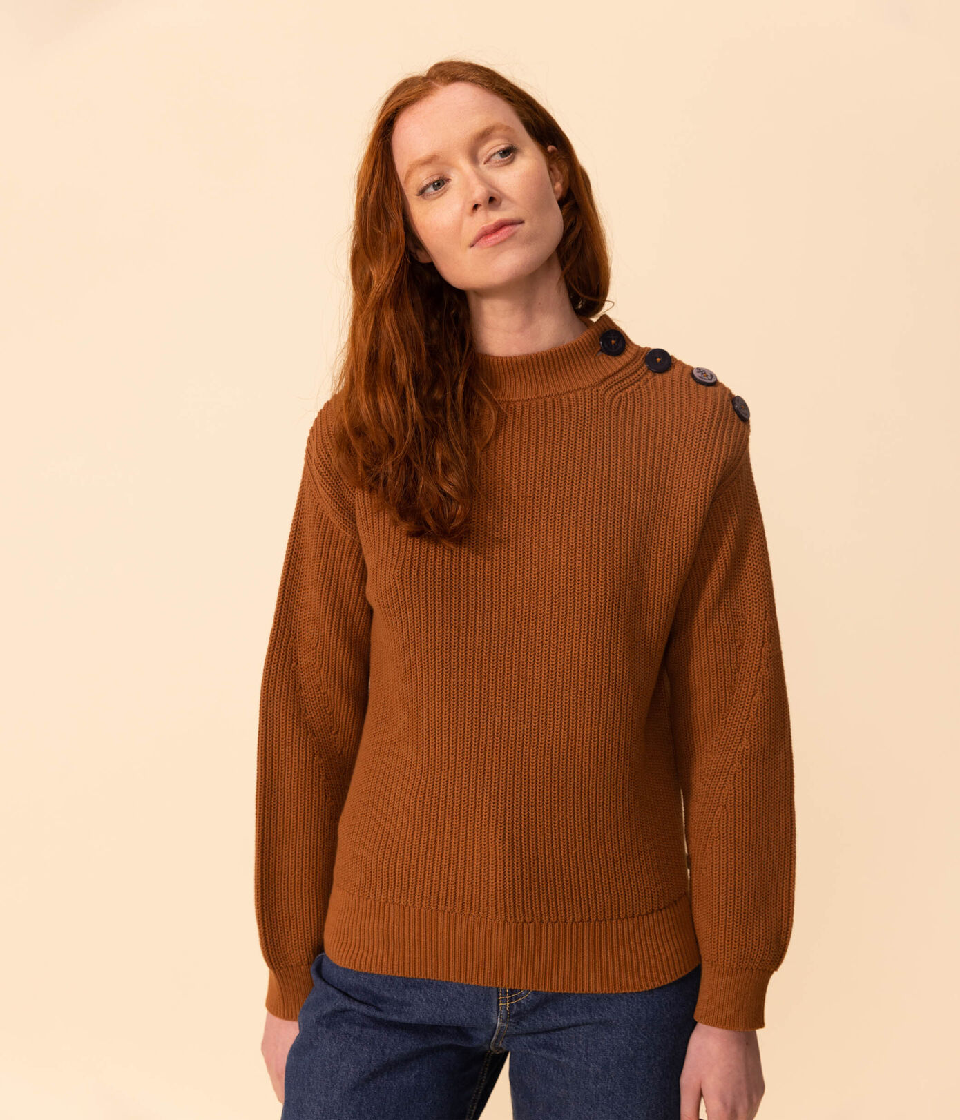 Pull en côte anglaise en coton Femme