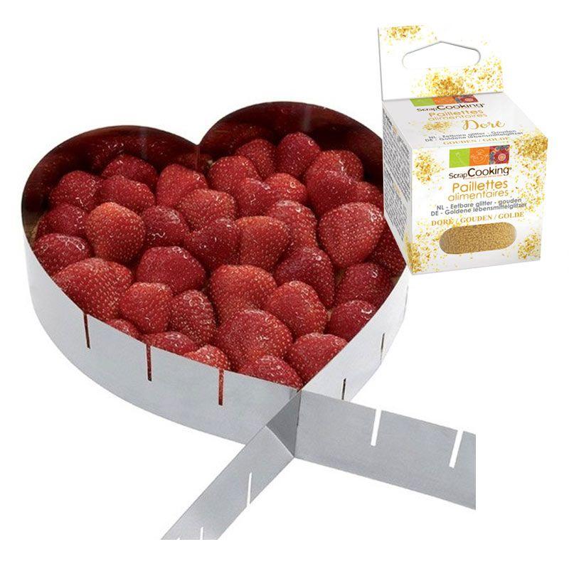 Cadre à pâtisserie extensible coeur + paillettes dorées Youdoit
