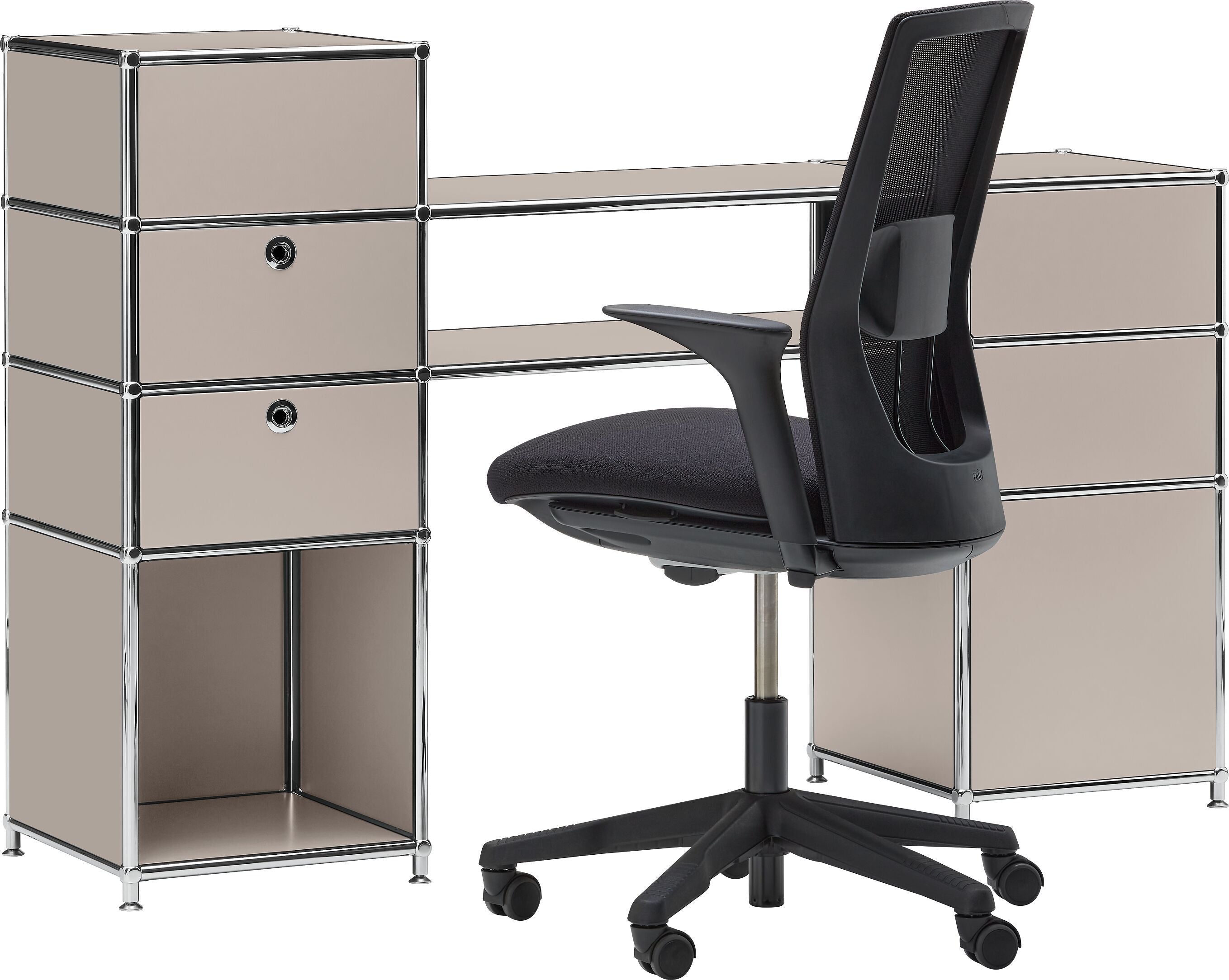 FLEXCUBE Schreibtisch - Taupe / B: 152.0 cm x T: 40.0 cm x H: 100.0 cm