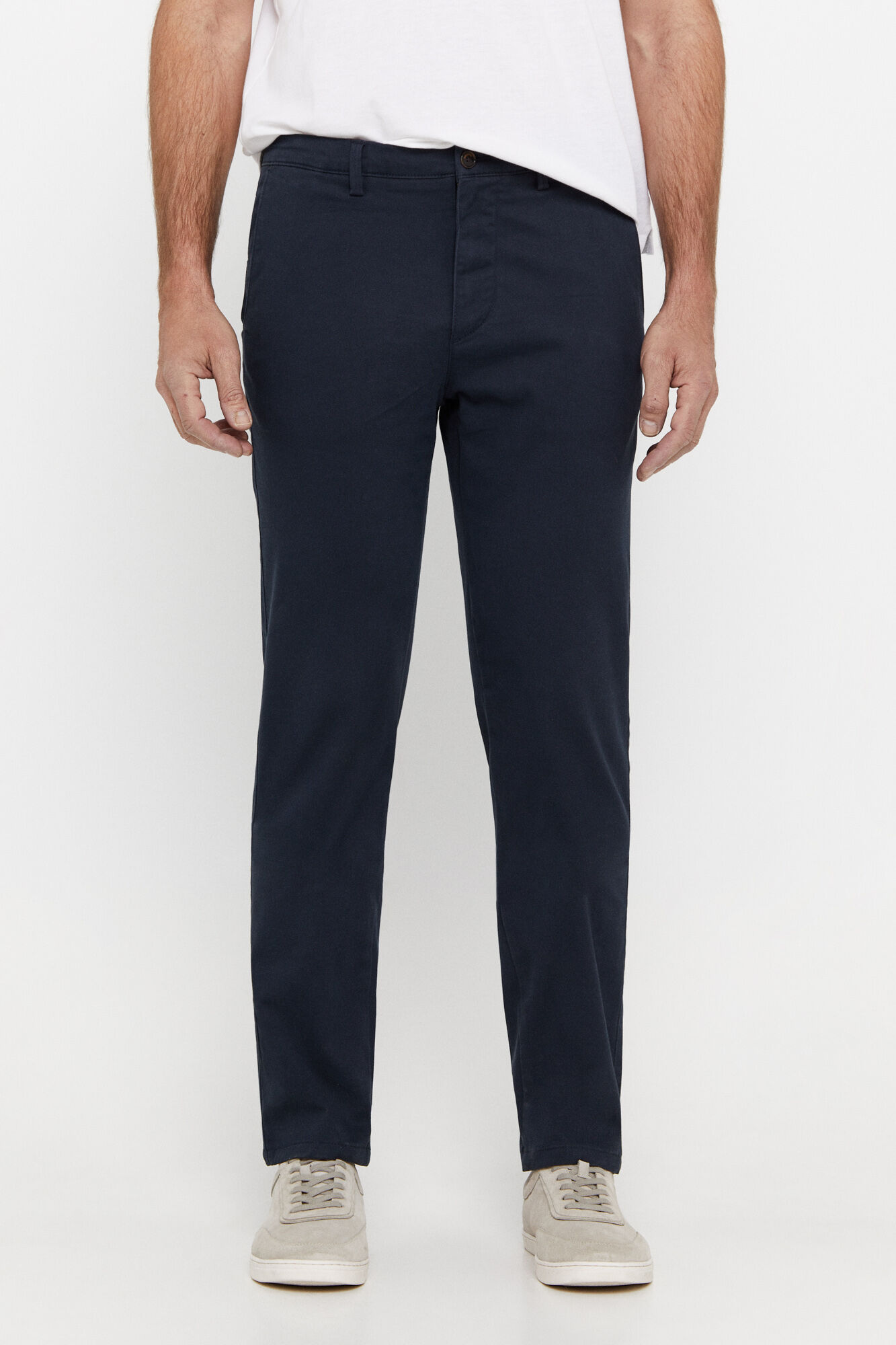 Calça chino confortável de corte regular - Azul escuro
