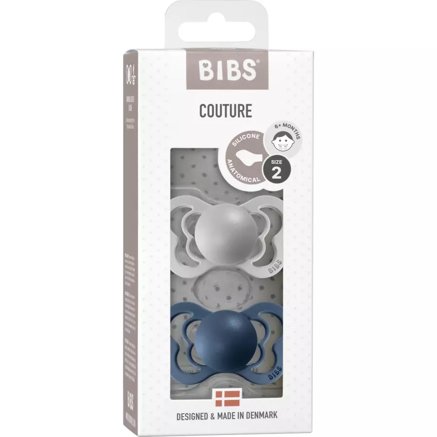 BIBS® Schnuller Couture Cloud  Steel Blue Silikon 6-36 Monate, 2 Stk.