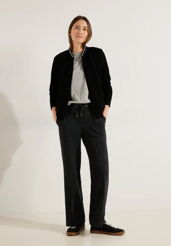 Loose Fit Jacquard Culotte - Black