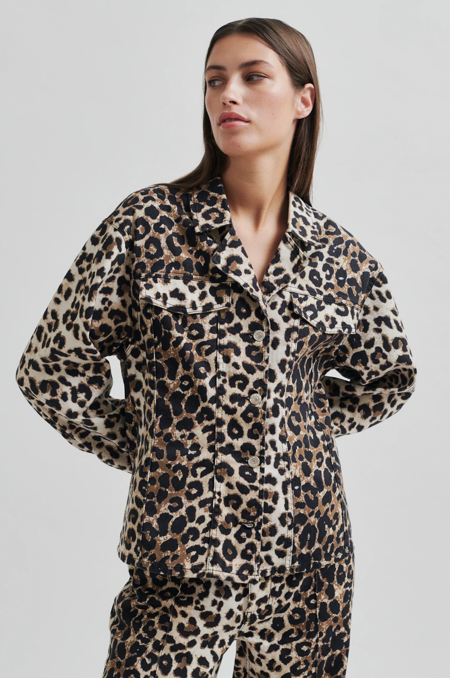 Second Female  Aleo leopard denimjakke - Kelp