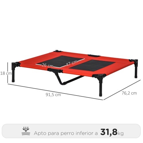 Cama elevada para cães PawHut na cor vermelha.