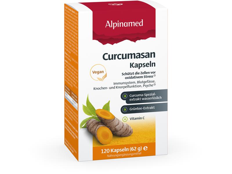 Alpinamed Curcumasan 120 Kapseln Veganes Nahrungsergänzungsmittel mit Kurkuma