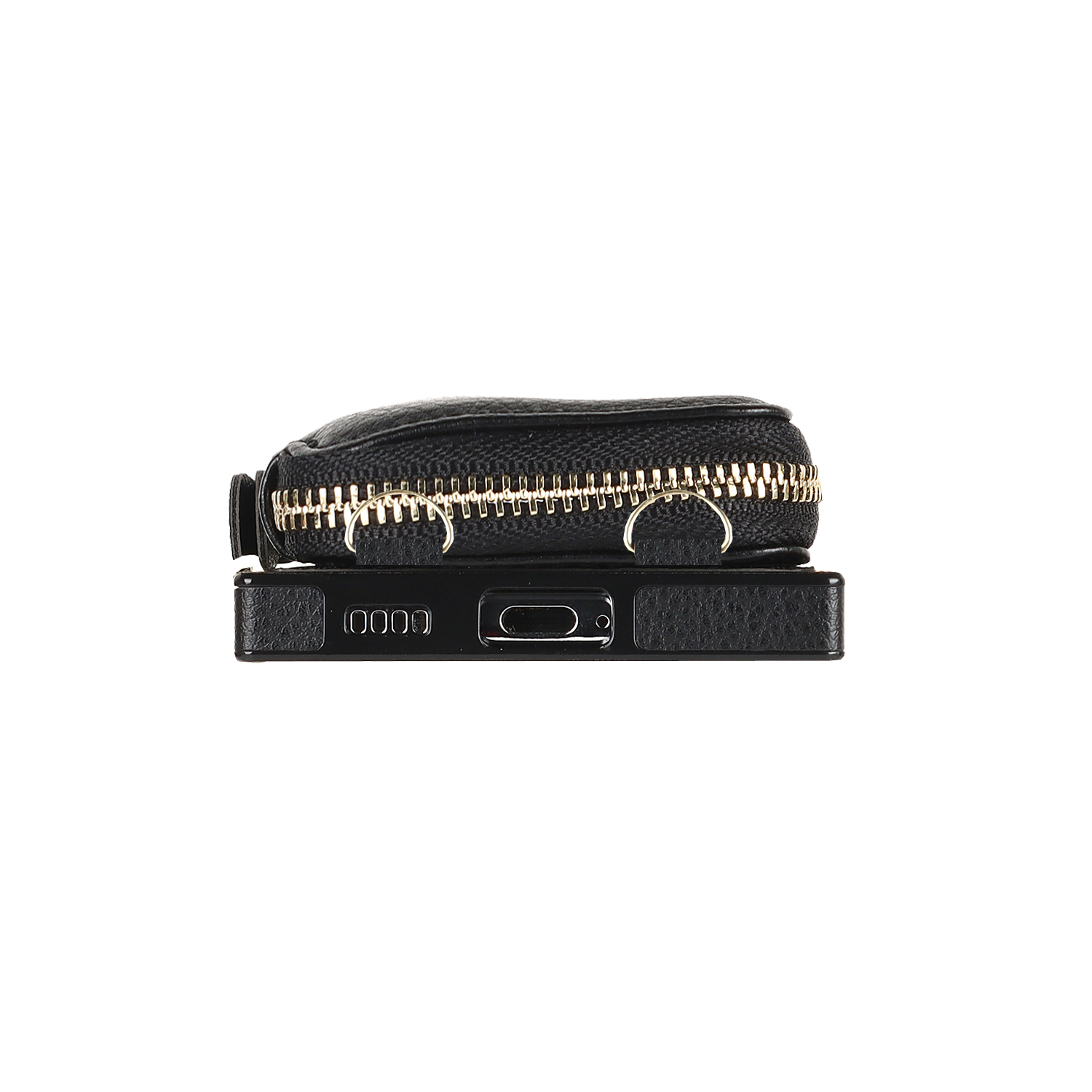 Samsung Galaxy S23 FE Necklace Leder Schutz Hülle mit Kartenfächer   Handykette (140cm) - Schwarz