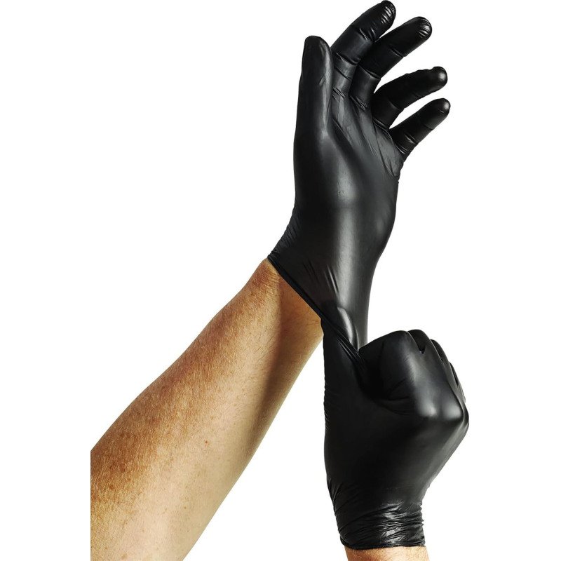 Gants jetables vinyle Extra Black Spontex, non poudré, noir - Boîte de 100 gants