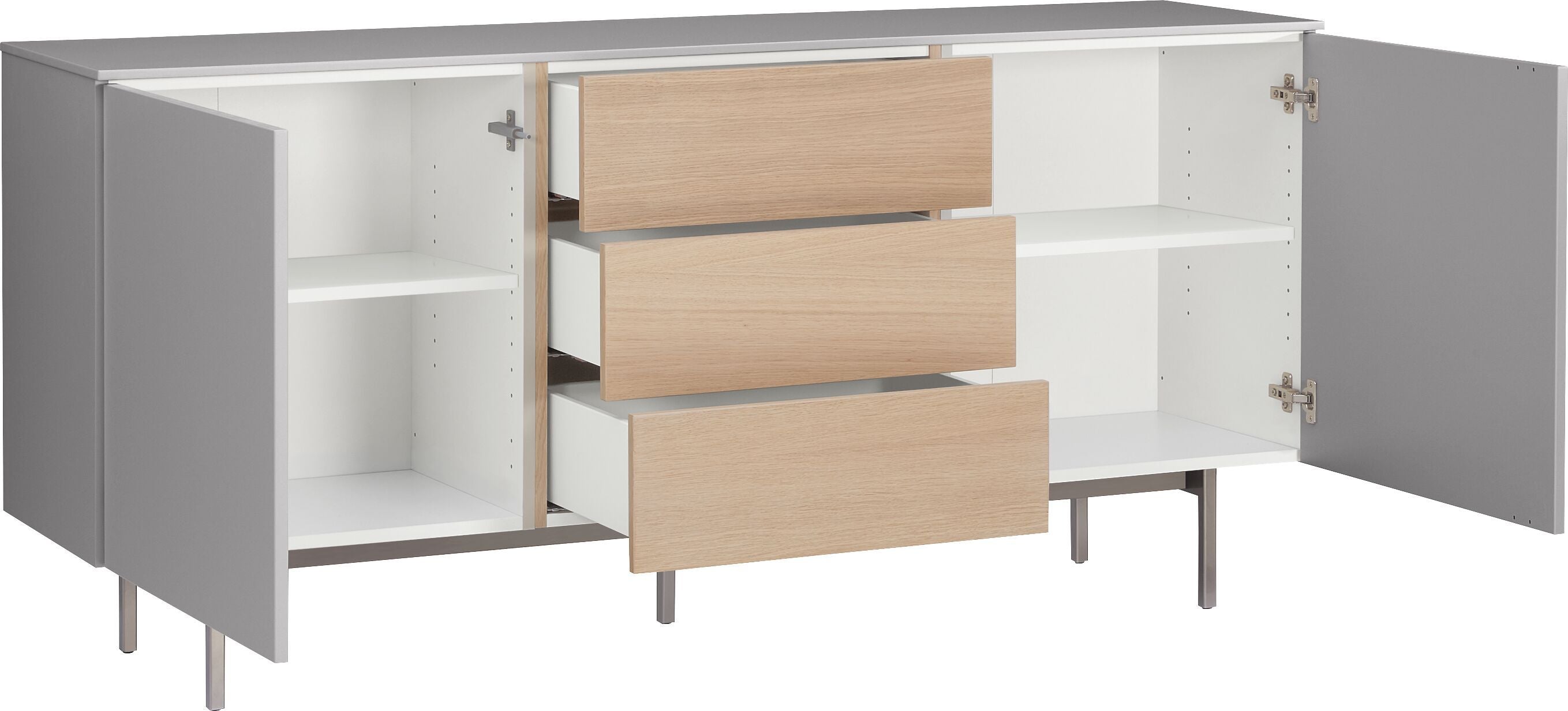 TILL Sideboard - Mittelgrau / B: 168.0 cm x T: 41.0 cm x H: 77.0 cm