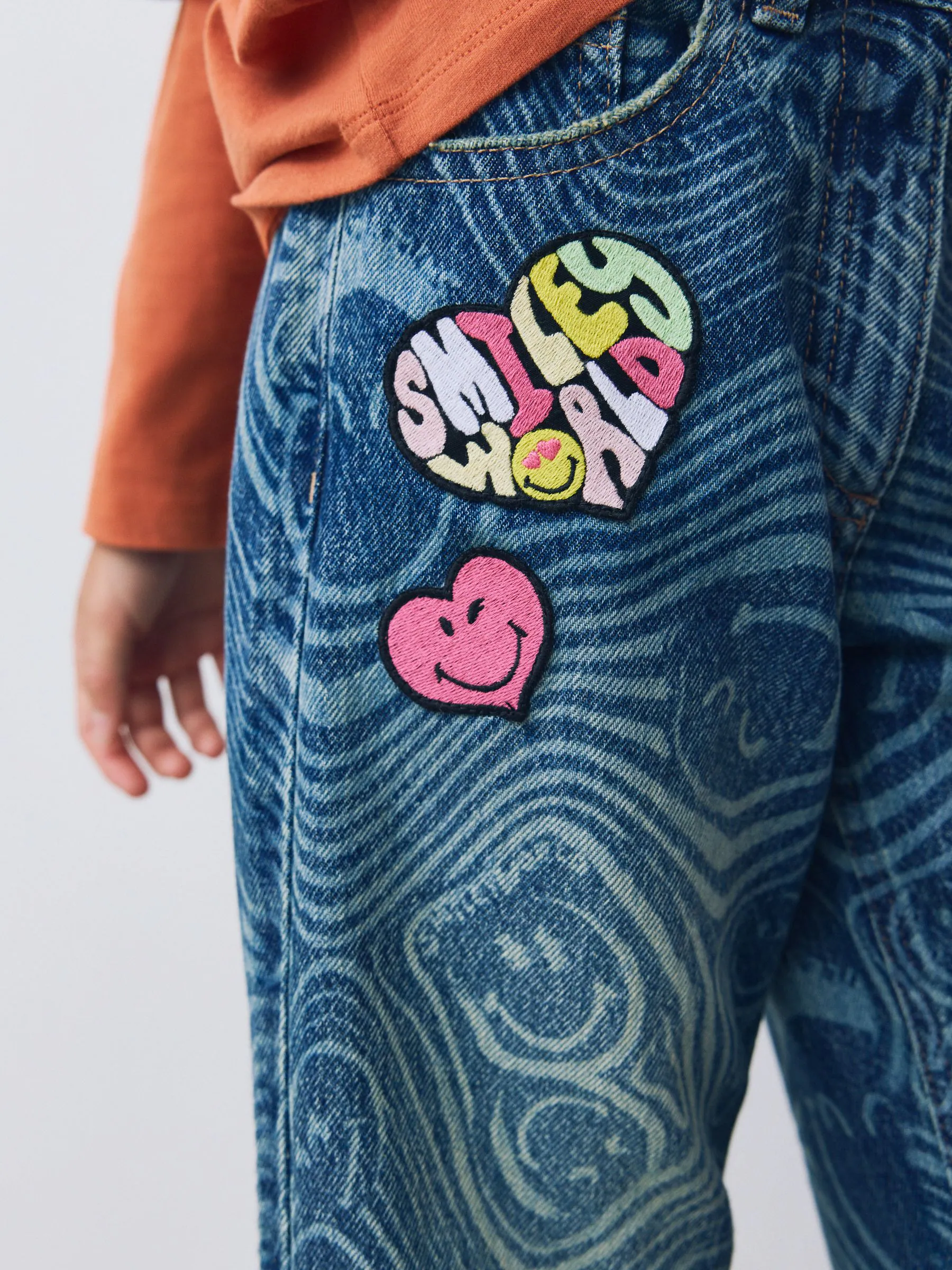 Normaal blauw - SmileyWorld® jeans met wijde pijpen (3-16jr)