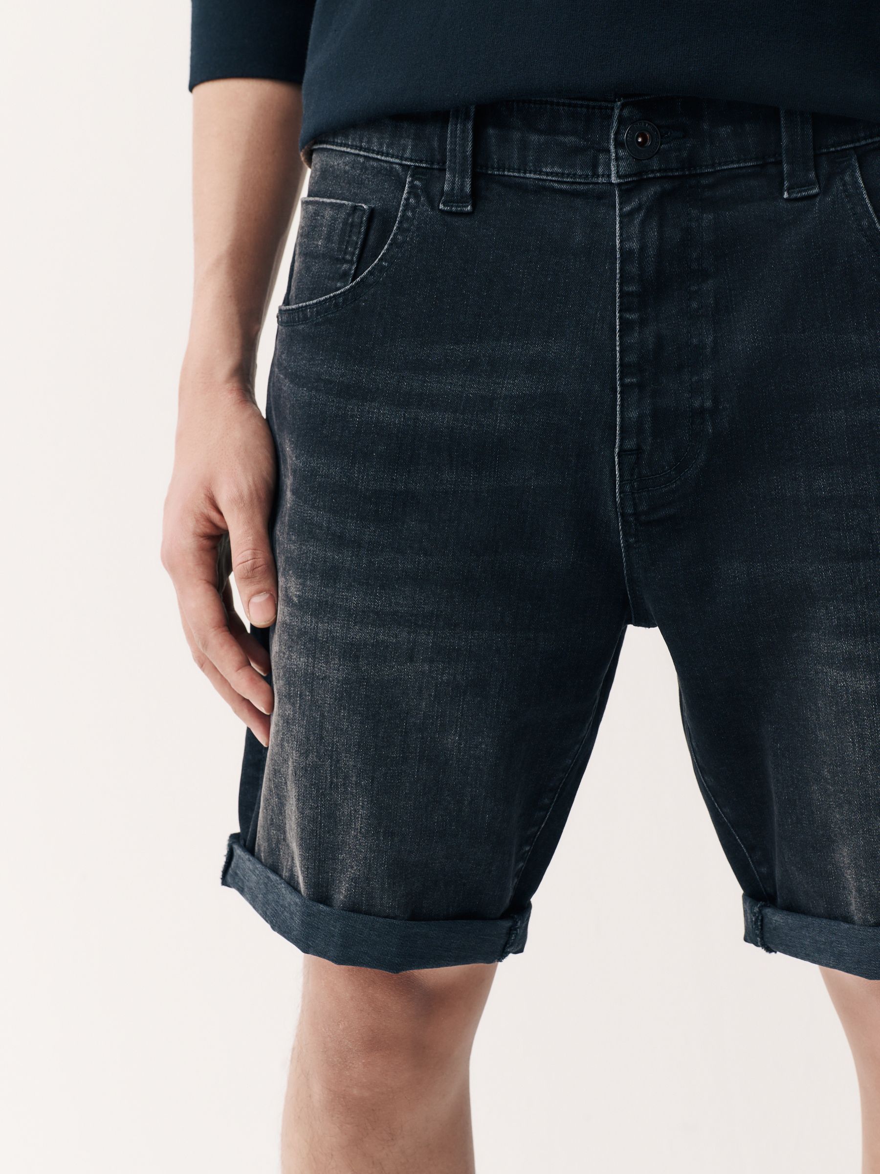 Zwart - Straight fit - Stretch denim short