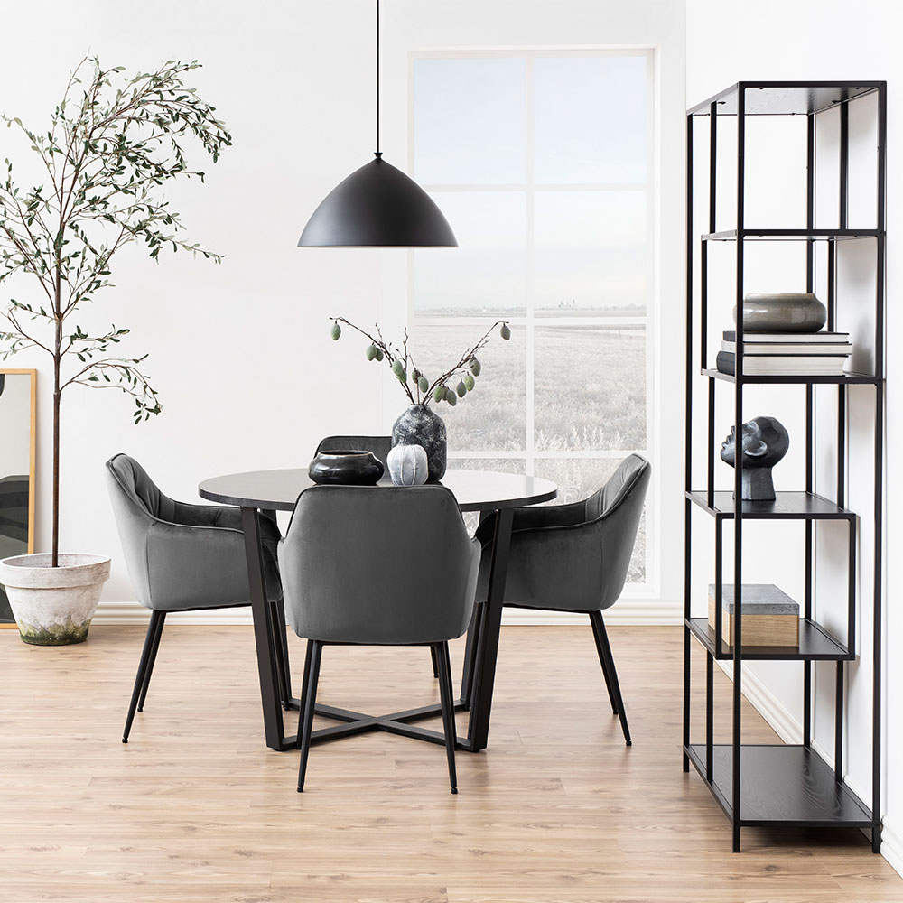 Eettafel Brynn marmerlook Zwart