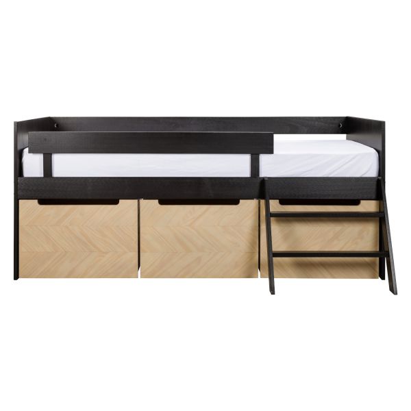 Europe Baby Beau Bedbank - Zwart / Naturel - 90 x 200 cm