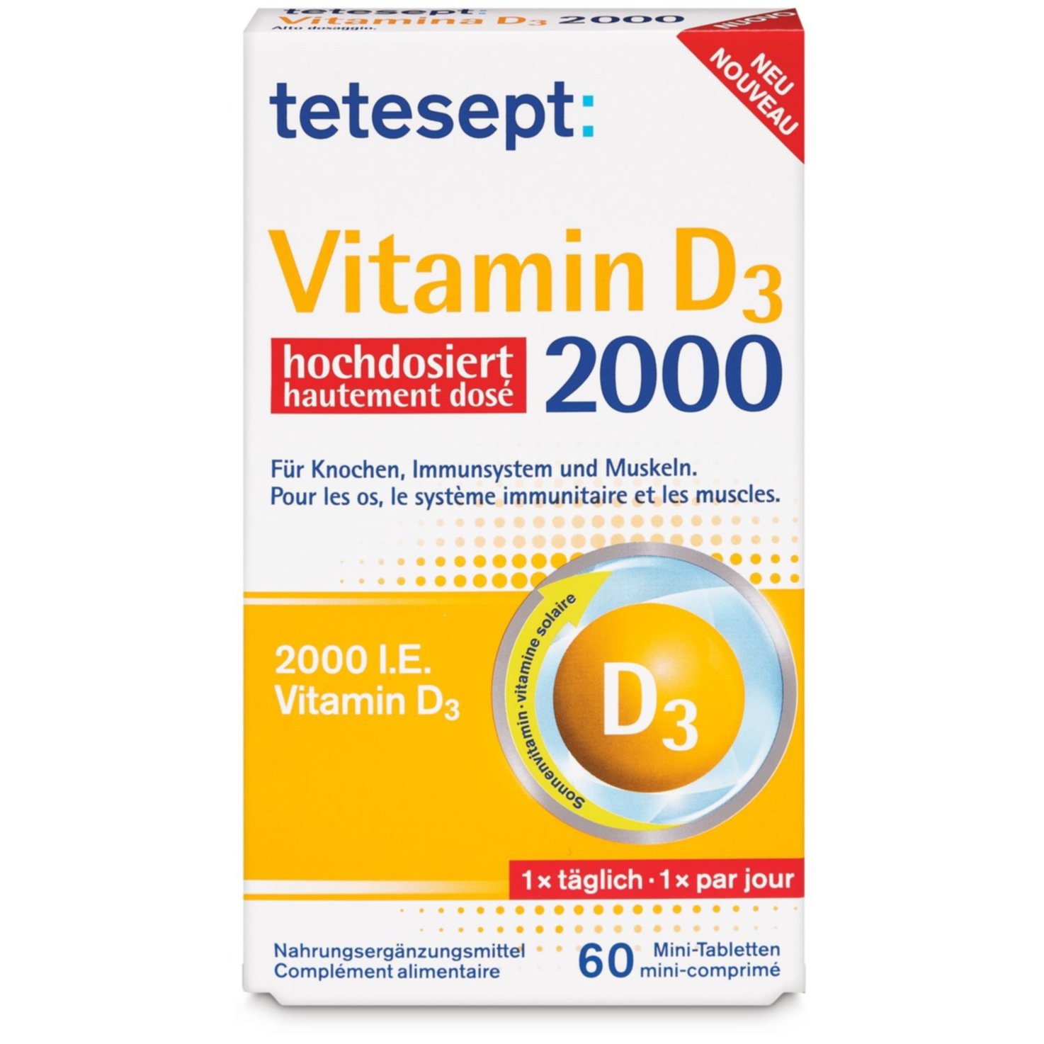 Tetesept Vitamin D3 2000 Mini-Tabletten 60 Stück