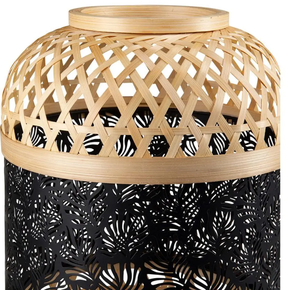 Ostaria Lantaarn lamp - zwart - bamboe - metaal - H38 cm