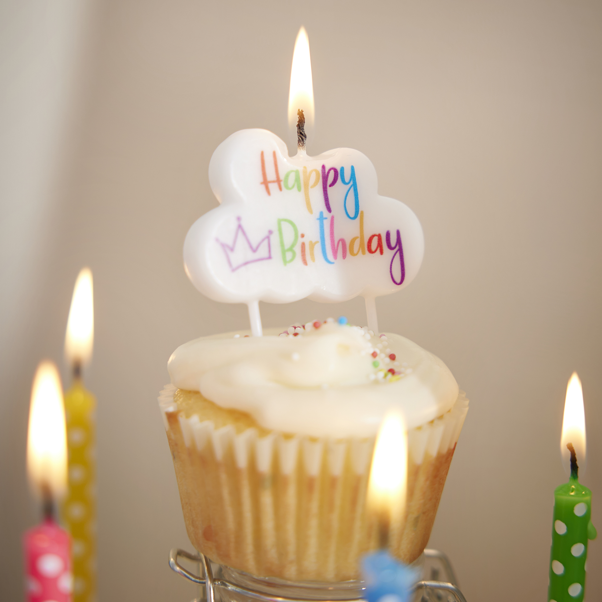 Tortenkerze Geburtstag, bunt