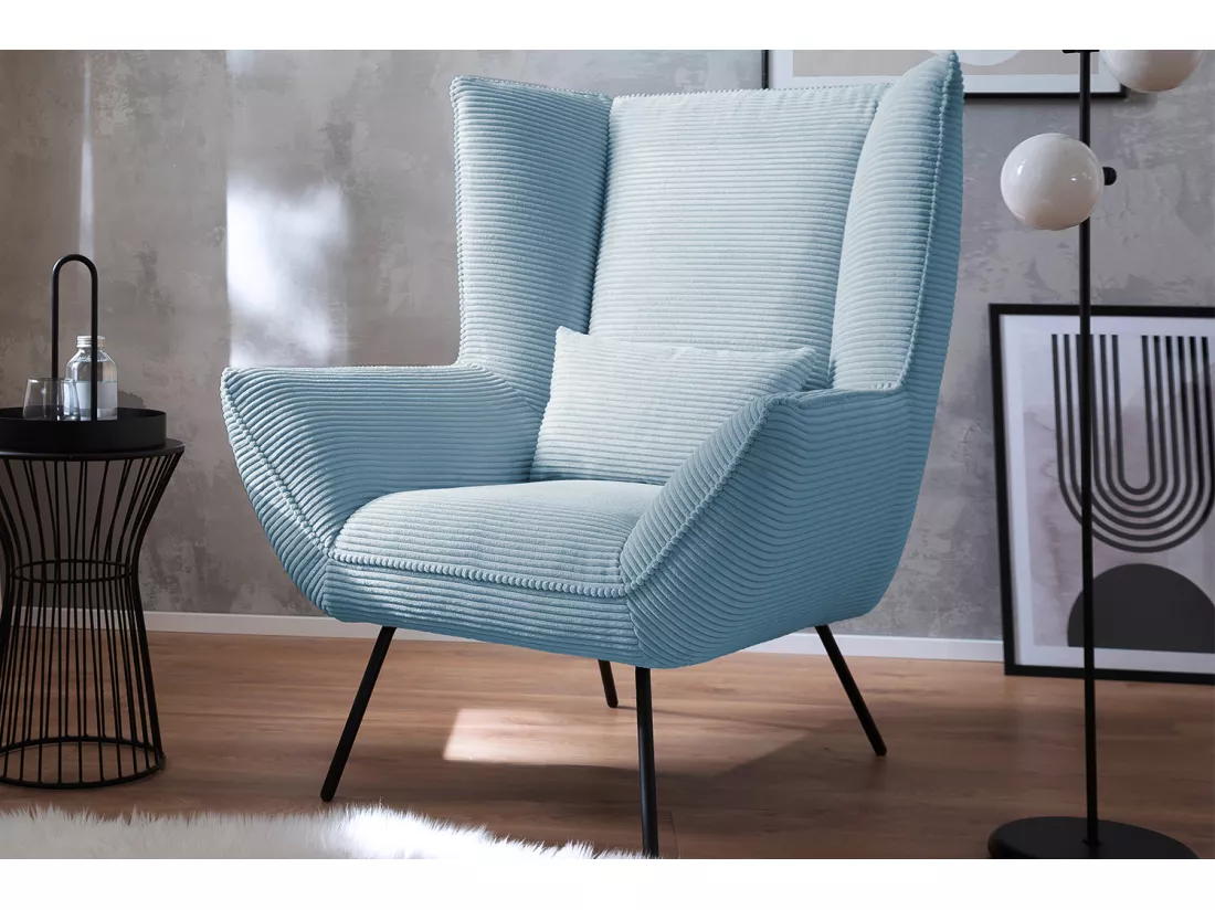 Fauteuil - bleu clair Velours côtelé - IVA