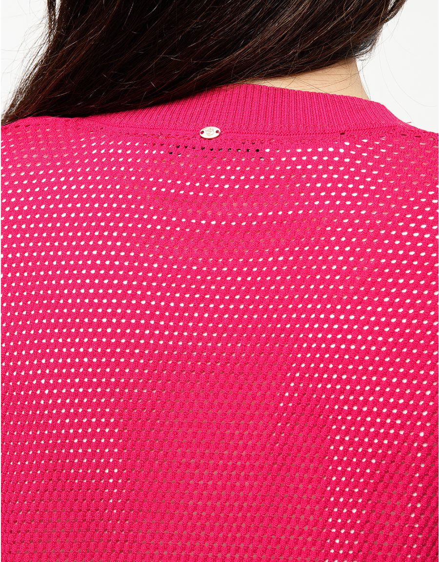 Gilet filet fuchsia