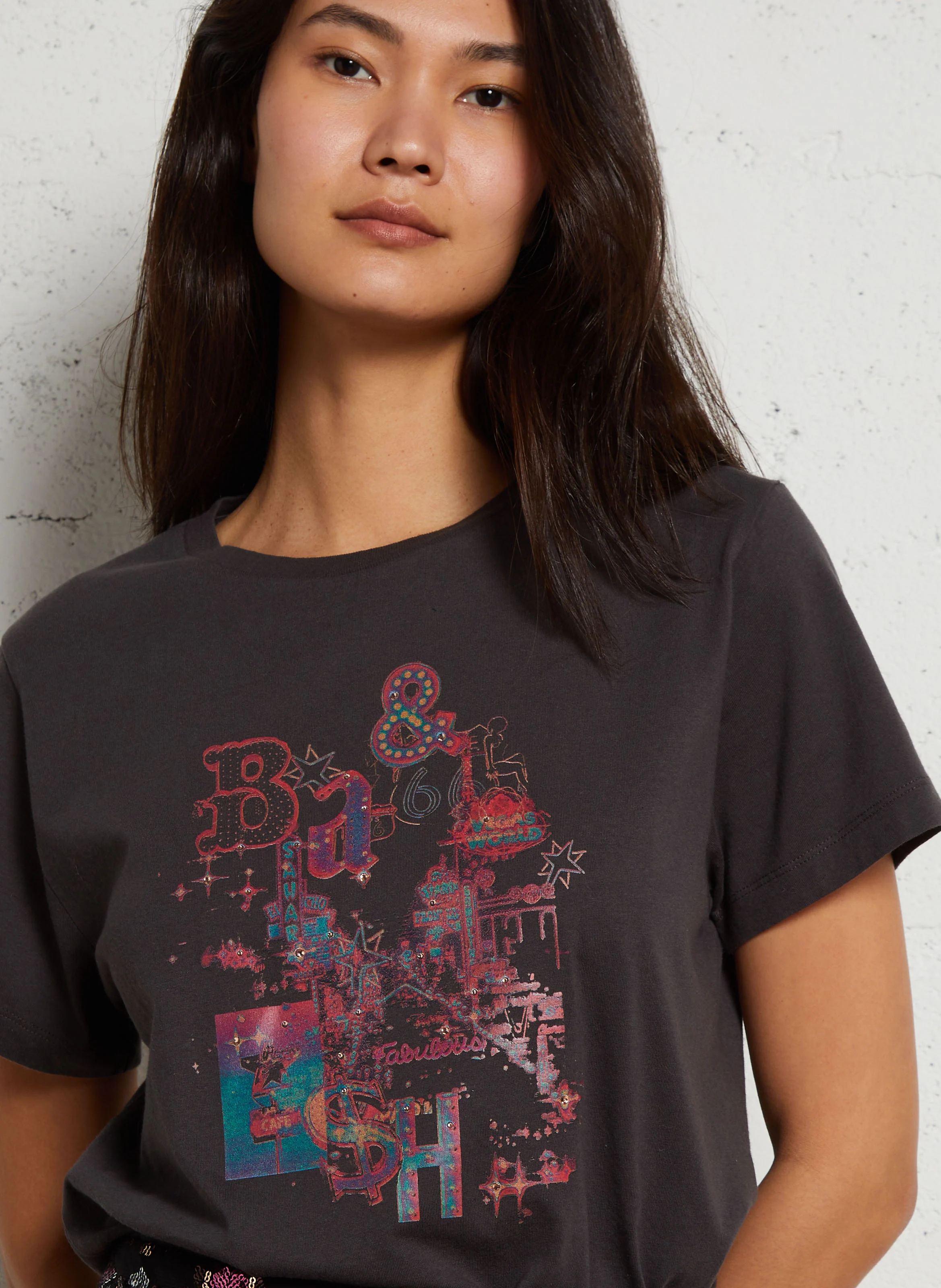 ERAVE - Tee-shirt droit sérigraphié en coton | Gris