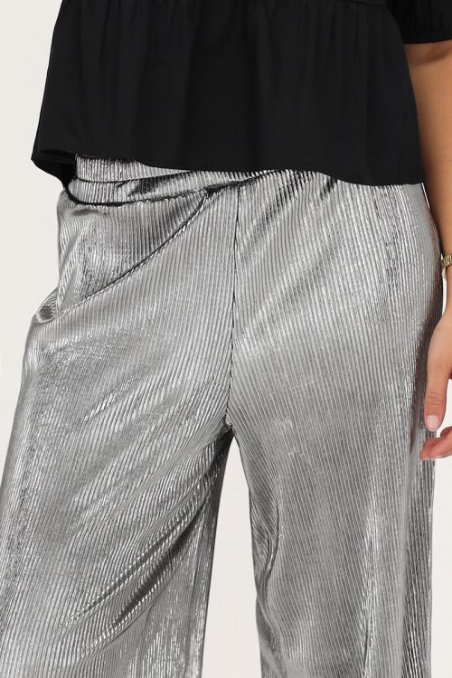 Zilverkleurige plissé broek
