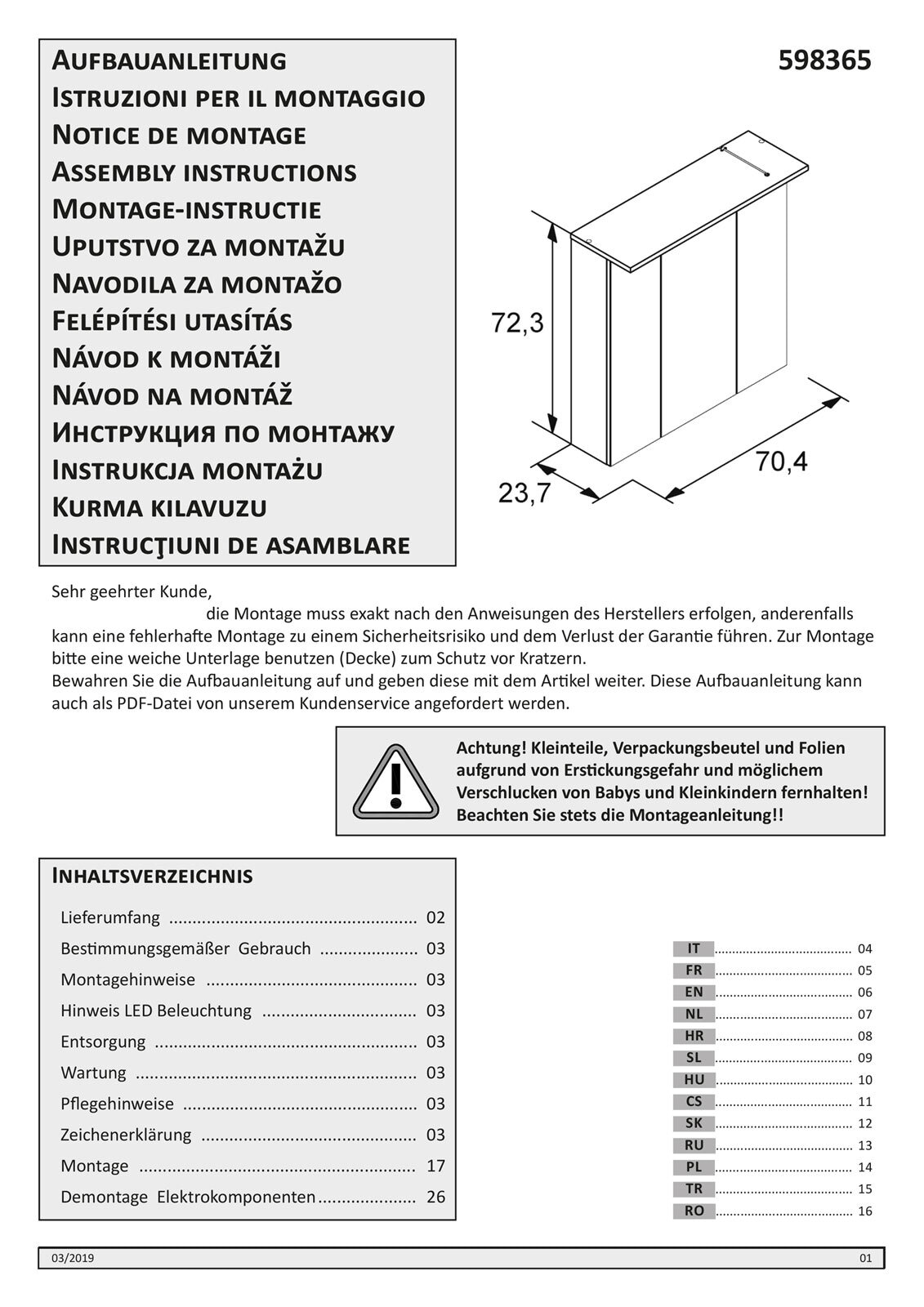 Spiegelschrank NORA 70,5 x 72,3 cm Eiche Landhaus