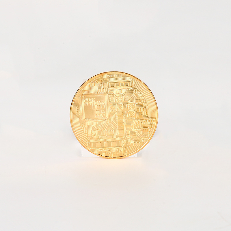 (Ø38mm) Bitcoin BTC Krypto Münze Souvenir Sammlerstück inkl. Münzkapsel - Gold