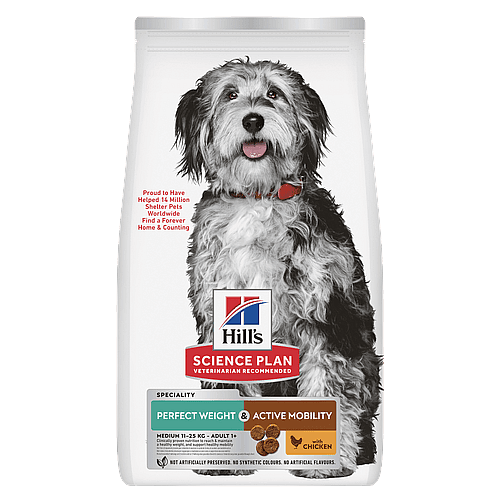 Hill's Science Plan Perfect Weight & Active Mobility Medium Breed Adult Hondenvoer met Kip | 12 kg | 12130.1