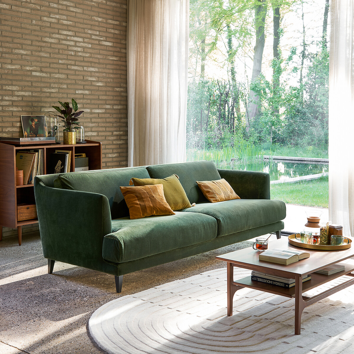 LA REDOUTE INTERIEURS<br>Sofá de veludo Monza de 3, 4 ou 5 lugares