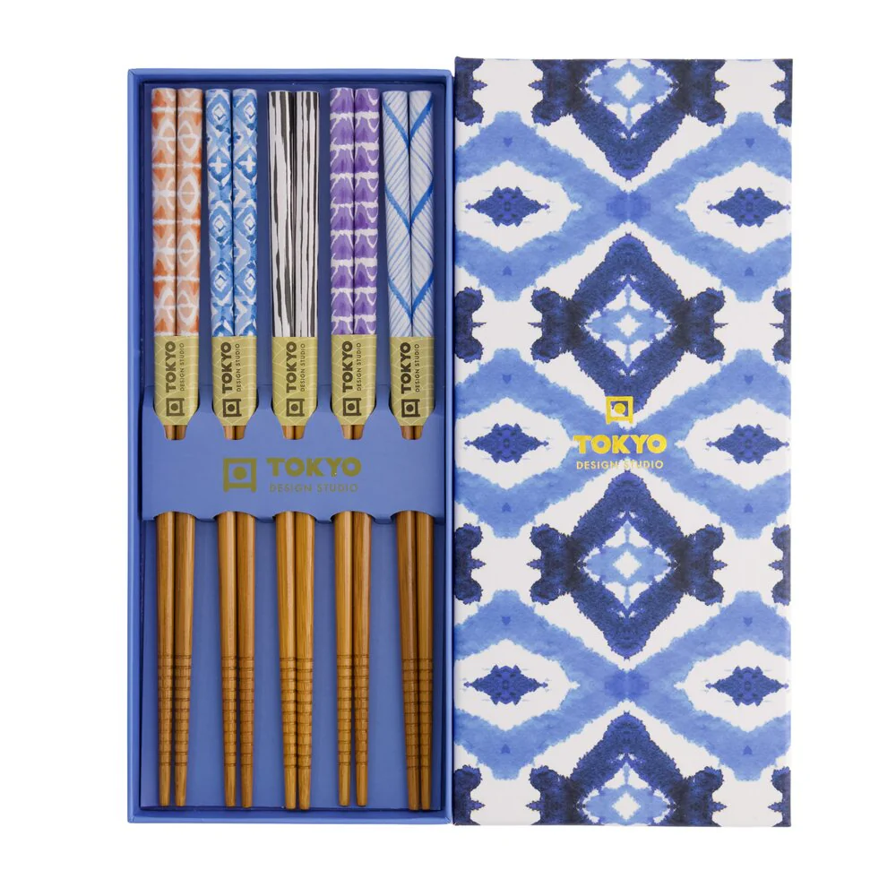 Tokyo Design Studio  Spisepinde gavesæt, Blue Kasuri - 5 par